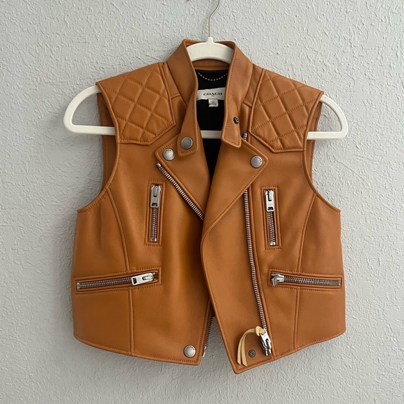 Coach Jackets & Blazers - Coach Camel Leather Vest XS